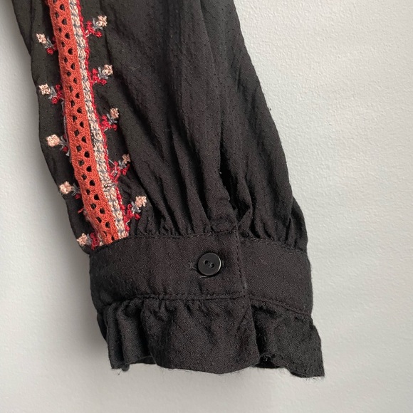 Zara Premium Floral Embroidered Button Down Boho Top Blouse Ruffled M - Picture 8 of 11